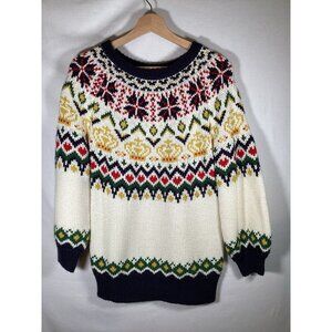 BREAD N BUTTER Fair Isle Sweater Hearts Crowns Preppy Petite